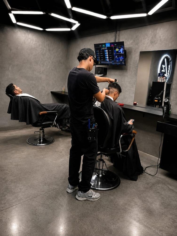 Barbeiro da Barbearia LZ atendendo um cliente