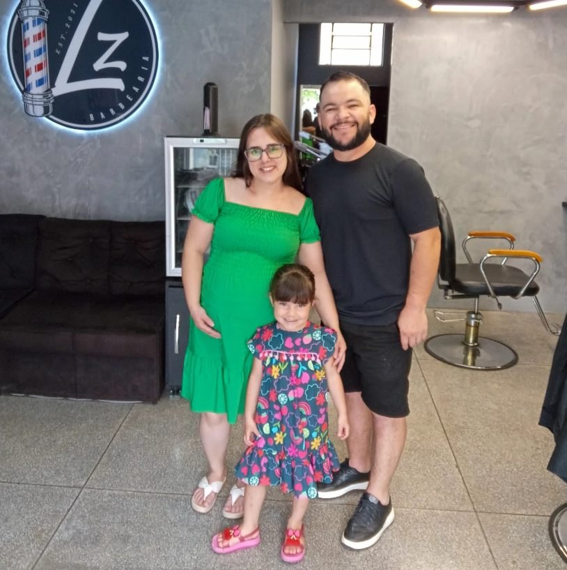 Geison em família, com Letícia e Zoe